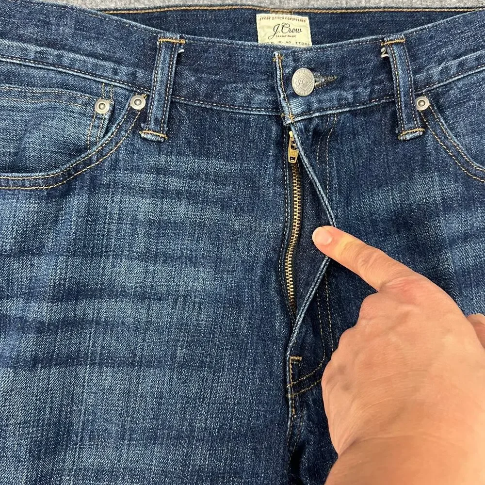 J Crew Jeans Mens 35 Blue Denim Tailored Fit Athletic Hip Tapered Leg Cotton